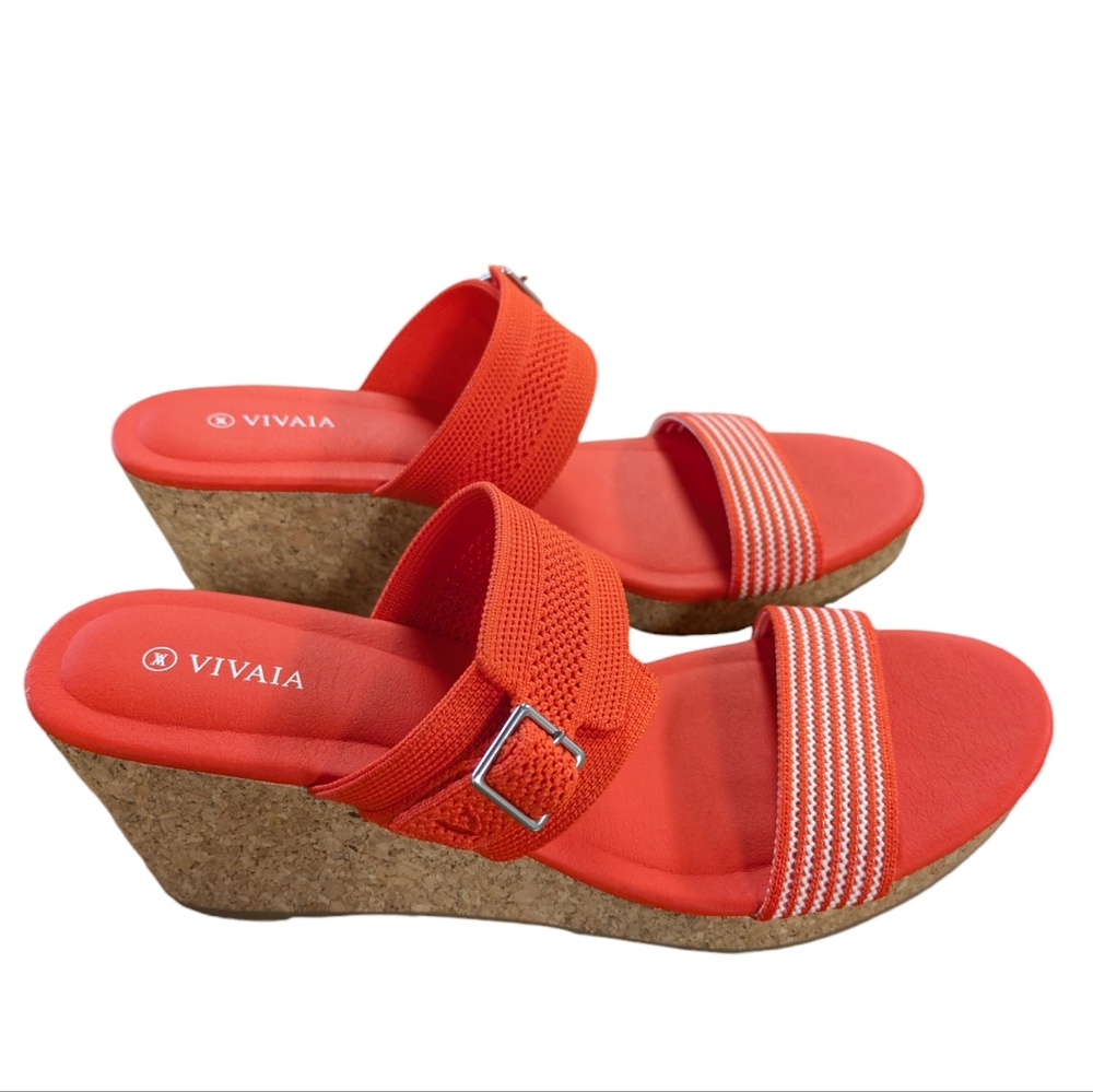 Vivaia Sammy Adjustable Strap Wedge Sandal Citrus Orange Size 42 - Picture 2 of 13
